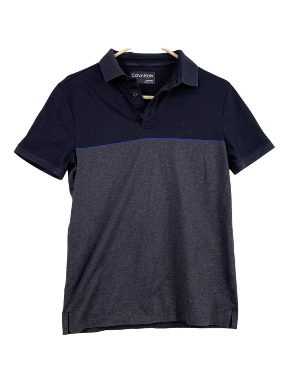 Calvin Klein Mens Polo Shirt Size XS Gray Black Colorblock Short Sleeve Casual